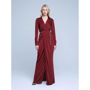 L'Agence Women's Red Thea Twist Front Column Gown US 0 $595
